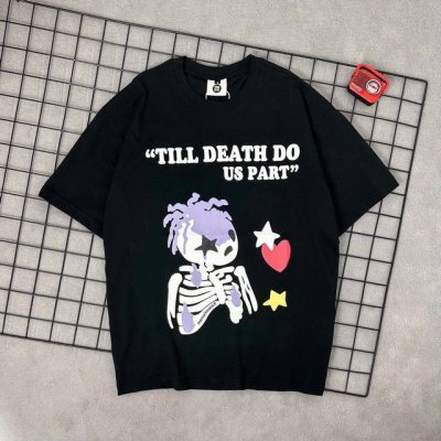 款号T 实拍图 颜色：黑 灰 棕 尺码：S M L Xl 短袖 230G双纱百分百纯棉面料 全部定织定染纯棉 上身相当舒服 衣服二个工艺 压线印花 对印花工艺要