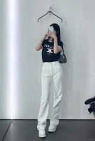 新款 ！最新Ce 25New 凯旋门拉链口袋白色牛仔裤。尺码：Sml。 。