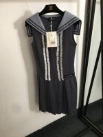 款号20252042 Dinaer*新款 蕾丝花边海军领羊毛针织背心连衣裙，灰色，36 38 40， 38码；胸围78，长87