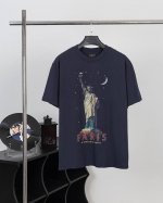 款号#Bl12 高品质 Balenciga 巴黎世家 自由女神短袖T恤 ，采用数码直喷后幅绣花，磨破工艺 纯棉柔软面料，对色定染面料，超精细平网印花工艺，潮流感