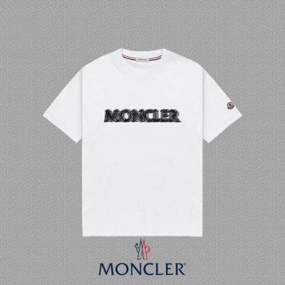 Moncler 蒙口] 2025Fw短袖T恤 徽章+重影Logo 高端26S双纱300克面料 重磅面料 定制拉架罗纹同缸同染 三标齐全 男女同款 颜色：黑色 白