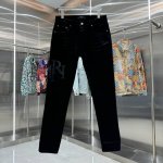 Amiri 字母拼皮刺绣工艺街头潮流修身小脚弹力牛仔裤 颜色 黑色 码数 30 32 34 36 38