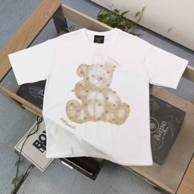 款号 Aj923 高版本 2025新款Boylondon烫金玩偶熊镶钻图案Logo印花休闲情侣短袖T恤 采用230克重的纯棉双纱面料 我们只做精品面料 做工 辅