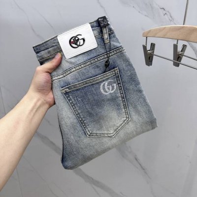 Gucci 古奇25S新季爆款牛仔裤 外贸原单 弹力舒适 颜值品相超高的一款牛仔裤 简约潮流感+旧感头层皮牌 奢华品质感细节处理满满到位 百搭颜色超喜欢 细节面