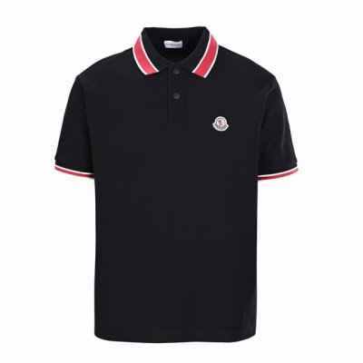 高版本 Moncler蒙口Mc 红领扣短袖Polo衫 采用原版 G定制珠地面料 螺纹同缸定染对格对纹零色差。纽扣原版1:1开模定做，领子颜色，尺寸比例还原原版。
