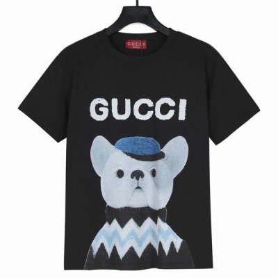 gucci古驰2025春夏新品动物插画系列印花短袖T恤 面料采用260克重双纱精梳棉，定制32支1*1螺纹，成衣两遍水洗处理，面料舒适亲肤无异感，定制定染面料，