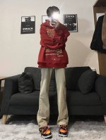 款号Xk2495 Fog黄泥牛仔裤秋冬款美式复古Vibe裤子高腰微喇裤 美式Oversize百搭版型，上身效果尽显潮流时尚，简直不要太酷了，中性风格，男生女生都