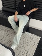 独家首发原单品质奥钻奥钻直筒阔腿裤，超级重工艺，牛仔裤，尺码S～2Xl