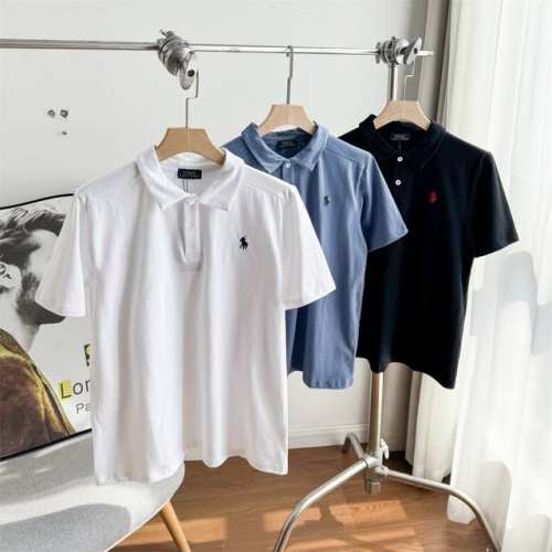 120 Polo Ralph Lauren拉夫劳伦经典战马Logo刺绣排扣翻领Polo衫休闲T恤 颜色：白色 黑色 蓝色 男女同款 自带氛围感 兼顾舒适百搭且质