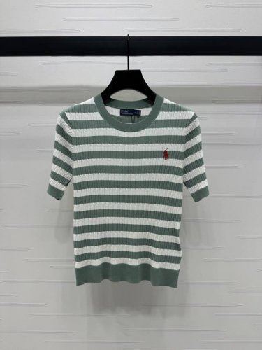上新原单高端品质 Ralph Lauren pol* 2025春夏最新系列 撞色条纹针织短袖 定制羊毛针织材质 通体竖坑条钩针交织撞色条纹清爽夏日配色上身巨显白