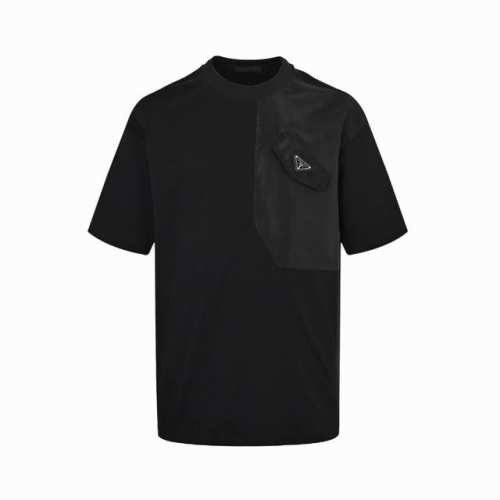 : 170 Prada 普拉达 25Ss 三角标尼龙口袋拼接短袖面料:规格采用实打实280G100%纯棉针织内的兰博基尼，定织定染 包装:12C加厚包装袋配套加