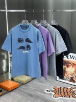 设计师款巴黎世家Ballenciaga 春夏新款白墨直喷加厚板烫画水洗重磅310克做旧短袖T恤 码数 S M L Xl男女同款