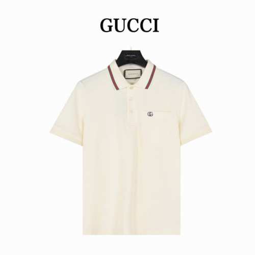本地自取180（支持放店） gucci/古驰 25Ss 口袋双G刺绣领口撞色短袖Polo衫 原版品质，欢迎对比 。品牌经典图案巧妙糅合纹理与缀饰细节，为2025