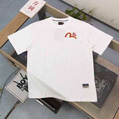 款号：Ws2482 高版本 2025新款Evisu福神后背大M鲫鱼龙门图案字母Logo印花休闲情侣圆领短袖T恤，经典永远不会过时、人手必备款，250G双纱纯棉不