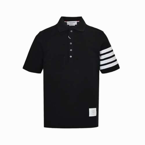 Thom Browne 汤姆布朗 经典四杠polo短袖 采用双面珠地面料 拆解纱线分析 非常规面料裁剪缝制 , 像毛衣一样横机提花织造 是针织的定制面料 进口丝