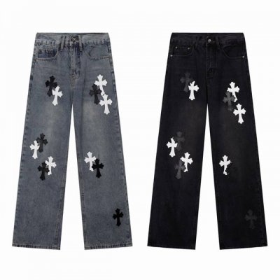 款号334 chrome Hearts Ch克罗心大破坏重工高街牛仔裤 散发着不羁的个性和独特的魅力 每一处磨损和破洞都是精心设计 呈现出一种独特的艺术感 选用