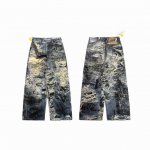 Acne Studios 25Ss 早春3D错视糜烂假破洞数码直喷涂鸦印花做旧情侣水洗休闲牛仔裤-顶级原单版本 Color：水洗蓝黑 Size：M L Xl X