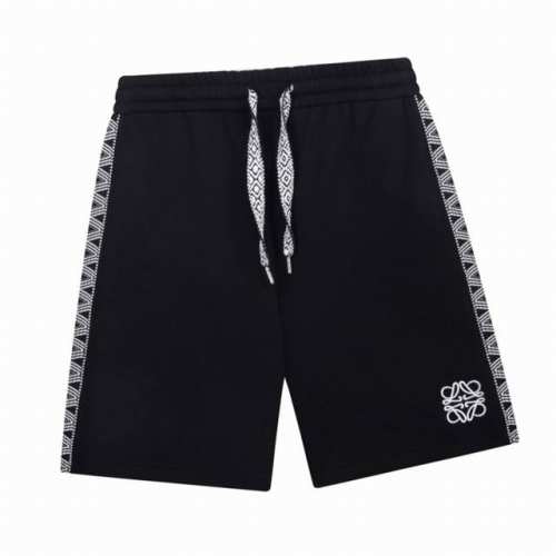 罗意威 Loewe 夏季新款 经典Logo刺绣拼接织带休闲短裤 高品质纯棉面料、特别手感、超级质感 舒适柔软透气 休闲宽松版型 潮流男女同款 Color: 黑色