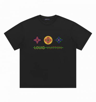 louis Vuitton Lv 路易威登经典老花圆领短袖半袖T恤 面料采用260克纯棉双纱食毛面料 双线二本针压线 久洗不变形 原版定制三标 高端进口印花 随