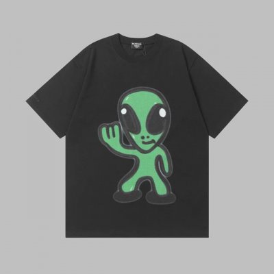 上新 高品质9192# Balenci*Ga 25Ss最新款 会跳舞的外星人太空人印花Tee 采用高克重洗水棉，300 克， 正面以Hithg There+Dr