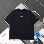 高版本Balenciaga 巴黎世家 刺绣字母小标短袖T恤，胸前手臂均刺绣，采用田岛机重工刺绣10W+针 精细绣花无毛边杂线 非常紧密 凹凸质感明显 定织定染