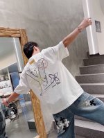 高端 Louis Vuitton 路易威登 25Ss 彩色字母刺绣短袖T恤 白 重磅克重260G纯棉双纱面料 螺纹定织定染通肩拉条工艺增加衣物清洗寿命 触感舒适