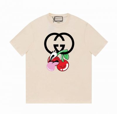Gucci古驰24Ss早春系列 -Guccihattie Stewart联名系列 趣味卡通樱桃印花图案 -采用双纱纯棉250G 面料颜色定制定染 不缩水不退色