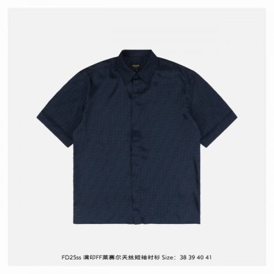 fendi 芬迪 25Ss 满印Ff莱赛尔天丝短袖衬衫 定制莱赛尔天丝，双F字母提花，通过多次定织定染还原色光 确保图案的精确度，红外线定位裁床， 面料都经过浇