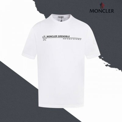 款号Sl100 moncler蒙口胸前字母印花袖口标识圆领短袖 印花 标识刺绣 情侣同款 全套包装 三标齐全 区别市场通货 随意对比 纯棉2 克高克重32支双纱