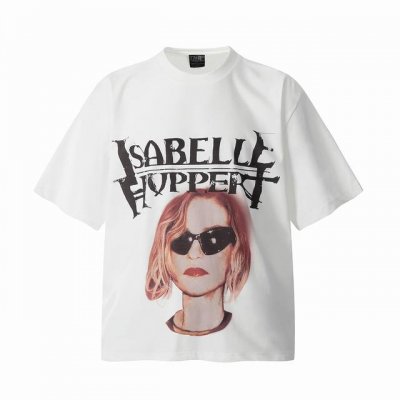 vt9174 Isabell Huppert伊莎贝尔 于佩尔威尼斯影后巴黎风人像数码直喷印花复古短袖T恤 小领口设计 白墨数码直喷印花 高街复古重磅Vintag