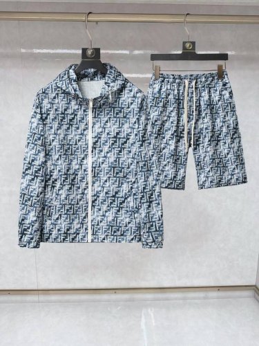 芬迪 2025夏季防晒衣短裤套装，海外专柜同步 轻薄高品质面料奢华高级定制 任何人都可以轻松驾驭，客供进口聚纤维面料 手软舒适有型 吸汗透气 ，外贸公司订单，N