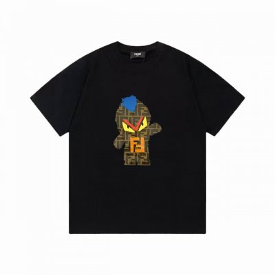 款号:F007 Fendi 芬迪 小怪兽图案印花字母百搭潮流短袖T恤男女同款 吊牌 领标 水洗唛 三标齐全 定织定染260G双纱纯棉短袖 配套320G纯棉罗纹