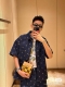 p190 品名：Lv 24Ss春夏 新款 金丝刺绣字母牛仔短袖衬衫夹克外套 版型；宽松 面料：牛仔 颜色： 图片色 尺码M-L-Xl 胸围 衣长 肩宽 m 12