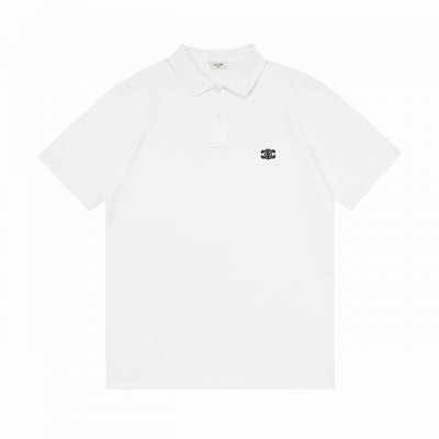 Celine 赛琳 2025新款 凯旋门Logo刺绣 男女同款 休闲polo衫 定制珠地棉面料 进口田岛机刺绣工艺 领标吊牌主唛三标齐全 颜色：白色 尺码：M-
