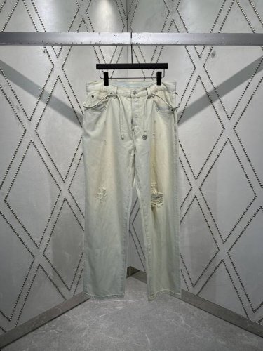 Acne Studios 25Ss 做旧5口袋宽松皮革徽标贴片细腰带牛仔裤 男女同款 码数：28.30.32