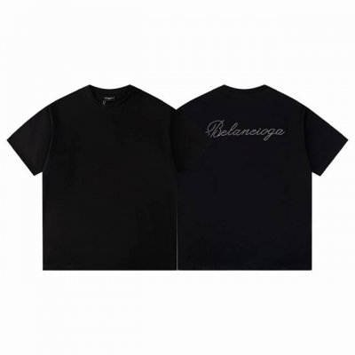 款M113 巴黎世家烫钻 Balenciaga 巴黎世家 24Ss 花字巴黎烫钻字母短袖 采用16支精梳赛络纺平纹布对板环保硫化染色，无尘烧毛加食毛工艺，确保布