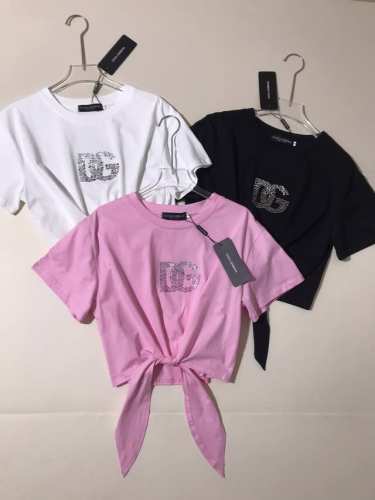 p150 Dolce&Gabb*/杜嘉班纳 亮闪烫钻系结短款T恤上衣。尺码：Smlxl