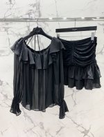 仙女乔其纱罩衫醋酸针织半裙 Yb定制超大容量 打边都将近5米～ 进口韩国料 柔顺轻盈 柔软质地 醋酸针织独家 柔软细腻 高级满满 仙女必入 码数Sml 上衣 半