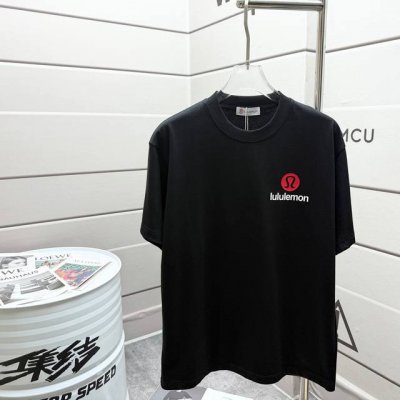 Lulu*Lemon*露露 2025春夏新款短袖T恤 前后经典字母 立体 硅胶工艺 定制双纱平纹纯棉面料 男女同款 颜色：黑色 白色 尺码： S 90-130斤