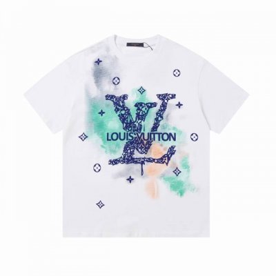 上新 高版本 louis Vuitton路易威登水墨渐变印花短袖 最高版本 定制面料 克100%双纱棉 驴家拉浆印花字母结合 辅料 开模原版过鉴定领标100%真