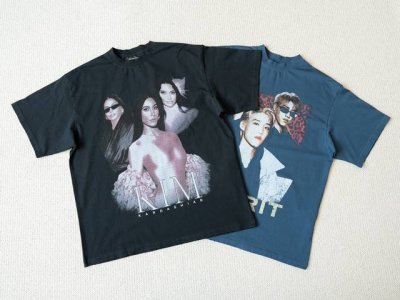 顶级品控高版本 Balenciaga 巴黎世家 25Ss Kim卡戴珊人像水短袖Vintage 风格 男女同款 - 颜色 蓝色 黑色 - 尺码 1 2 3 Ov