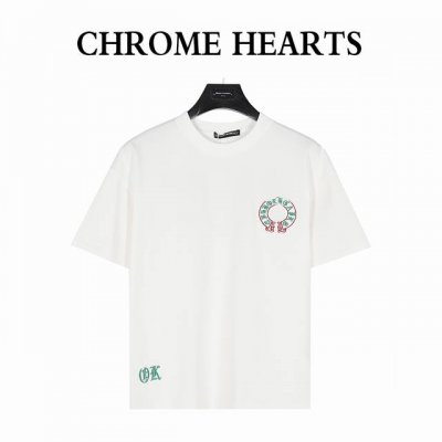 chromehearts 克罗心 25Ss 重工贴布马蹄十字架刺绣短袖T恤 厚实有型，购入原版开模打造，全套定制辅料，所有细节完美还原 定织定染260G纯棉双纱