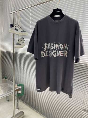 balenciag 破洞细闪标短袖T恤 尺码