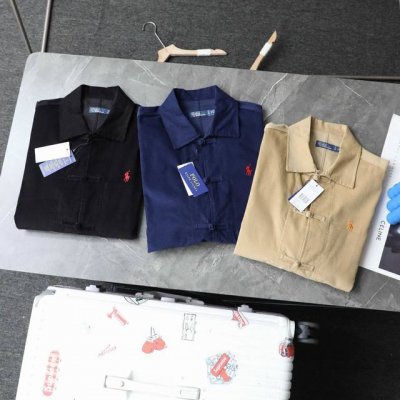 顶级复刻 高端定制 Ralph Lauren 拉夫劳伦 新款中式刺绣灯芯绒复古长袖衬衫唐装外套 款号：W247012 颜色：黑色 藏青色 卡其色 顶级复刻版本