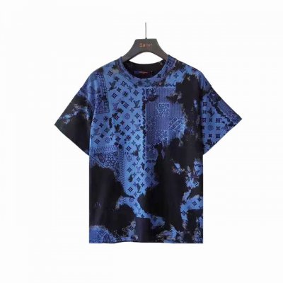 实拍细节图+细节图 louis Vuitton 路易威登 24Ss扎染老花字母印花短袖T恤 满身扎染Monogram丝巾印花短袖T恤 重工拔染展现褪色效果 定制