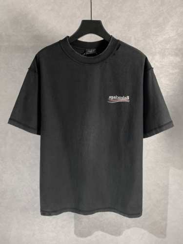 5503# 高品质 Balenciga 巴黎世家 反转反穿 双面可穿 可乐刺绣圆领短袖T恤 采用纯棉柔软面料，对色定染面料，洗水做旧 磨破工艺 进口立体前后绣花