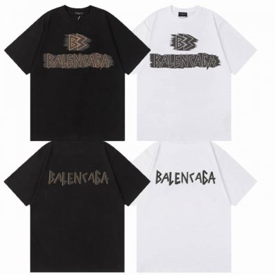 balenciaga 巴黎世家 25Ss 个性字母Logo印花情侣圆领短袖T恤 颜色 白色黑色 码数 Xs S M L 采用300G 双纱纯棉面料