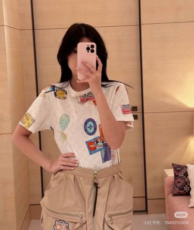 25Ss新品 海航系列 复古旅行贴花棉质针织链条短袖T恤 sml