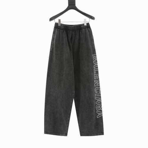 款号Y501 Balenciaga巴黎世家Blcg 23Ss 侧边水洗刺绣长裤 定织定染360G硫化黑面料，成衣水洗炒雪花，整条裤子表面雾状泛白，上身高级，进口
