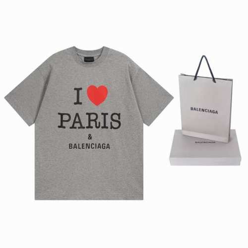实拍图 顶级版本.官网品质 Balenci*Ga 巴黎.Ss24最新款，正面I Love paris& Balenciaxx艺术印花短袖T恤.砖柜同步.第一时间